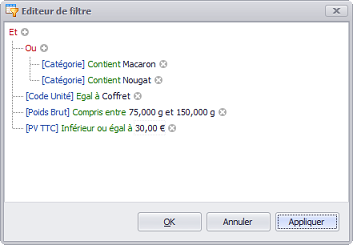 Editeur de filtres logiciel de gestion par affaire Biloba, ERP Biloba