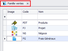 Familles de vente, logiciel de gestion par affaire Biloba, ERP Biloba