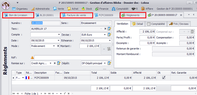  Module gestion des ventes logiciel de gestion par affaire Biloba, ERP Biloba