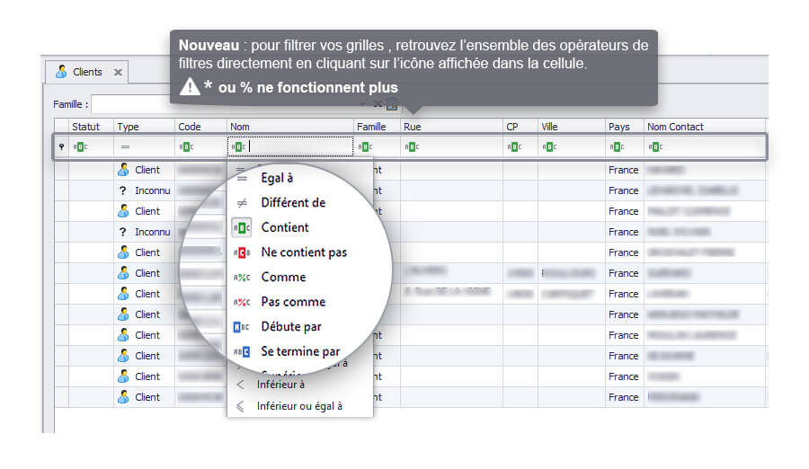 Capture d'écran Biloba sur le changement des méthodes de fitlre